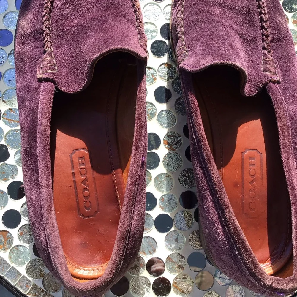 Vintage Coach Womens Suede Loafers in Deep Burgundy - Classic Slip-On Style - Picture 5 of 14